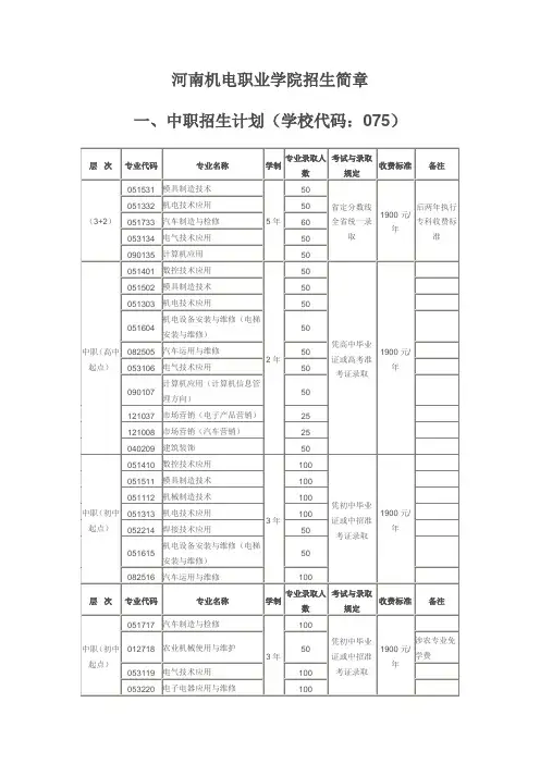 河南机电学校招生简章