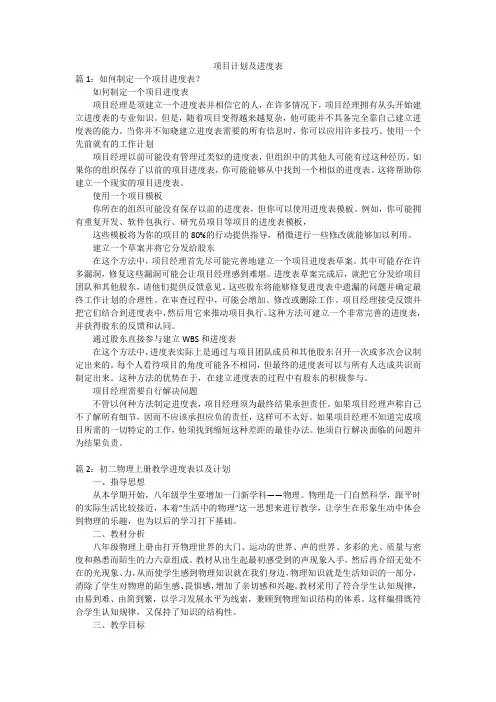 项目计划及进度表