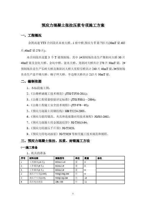 预应力混凝土张拉压浆专项施工方案(优秀)
