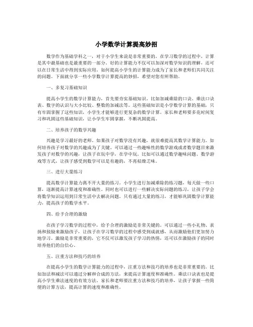 小学数学计算提高妙招