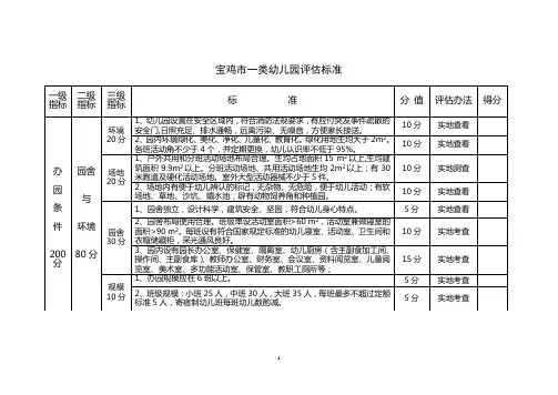 一类幼儿园评估标准