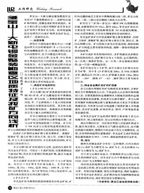 多宝山-大新屯铜金整装勘查区地质特征及找矿方向浅析