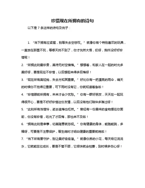 珍惜现在所拥有的诗句
