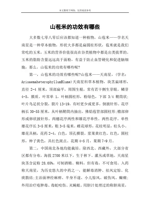 山苞米的功效有哪些