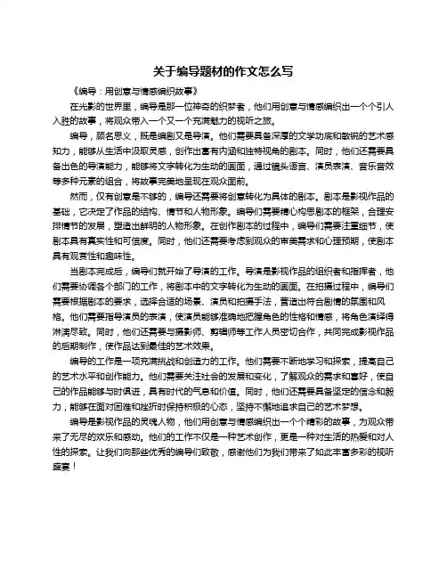 关于编导题材的作文怎么写