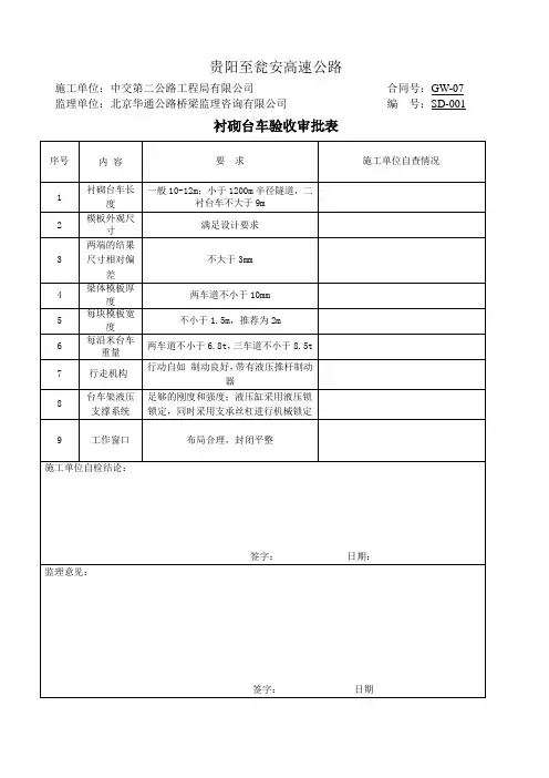 二衬台车验收