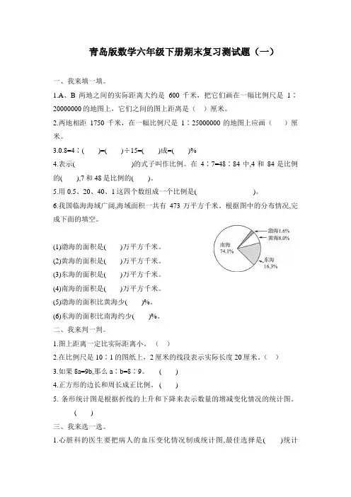 2020-2021学年青岛版数学六年级下册期末复习测试题附答案(共5套)