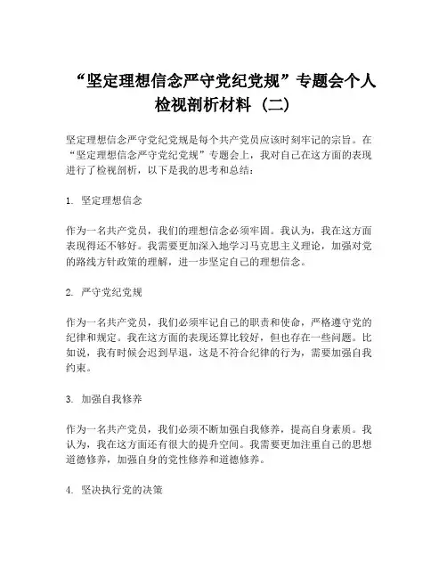 “坚定理想信念严守党纪党规”专题会个人检视剖析材料 (二)