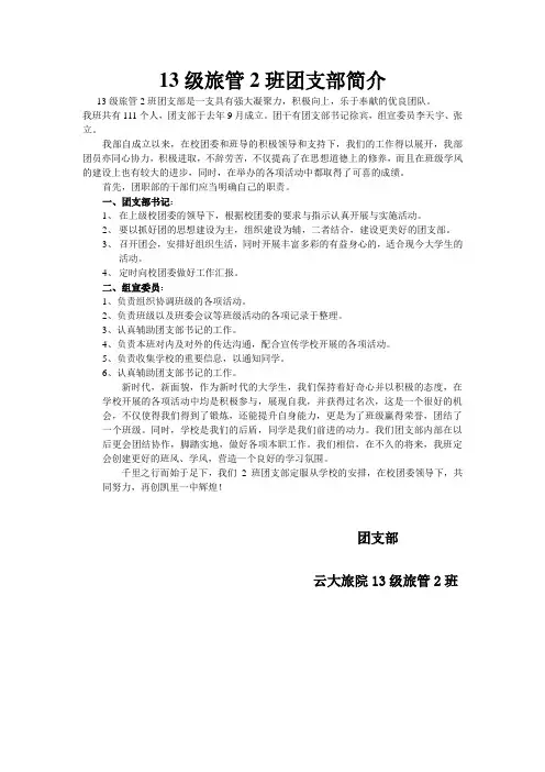 班团支部简介
