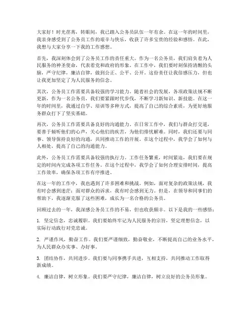 公务员工作一年感想发言