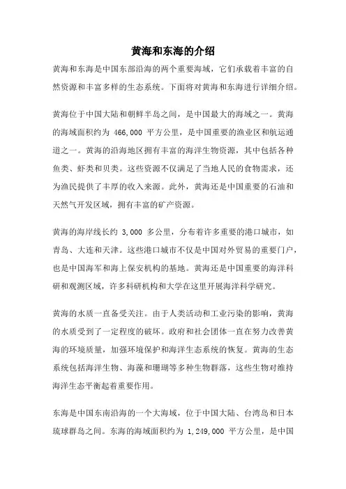 黄海和东海的介绍