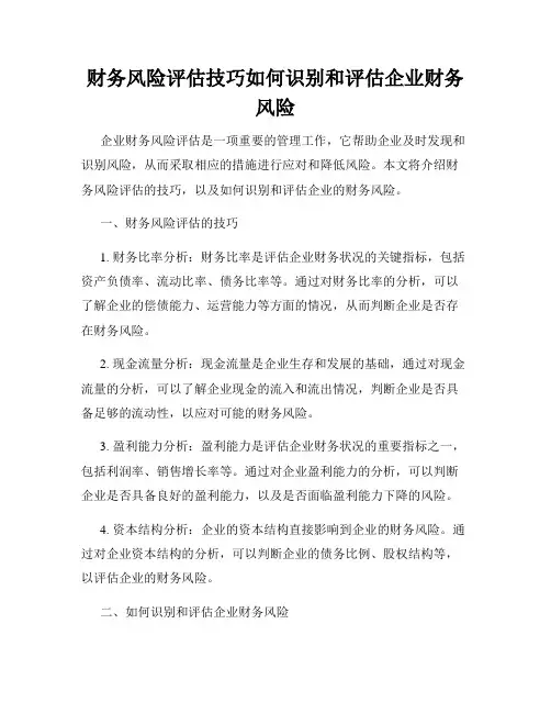 财务风险评估技巧如何识别和评估企业财务风险