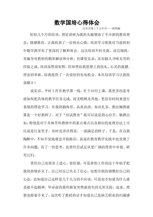 数学国培心得体会 2