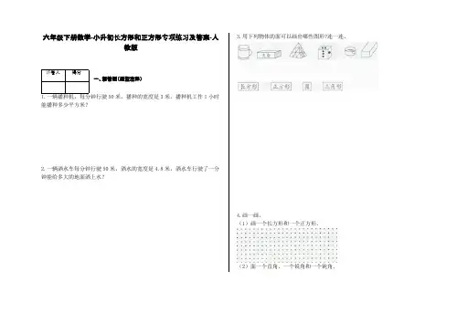 六年级下册数学-小升初长方形和正方形专项练习及答案-30-人教版