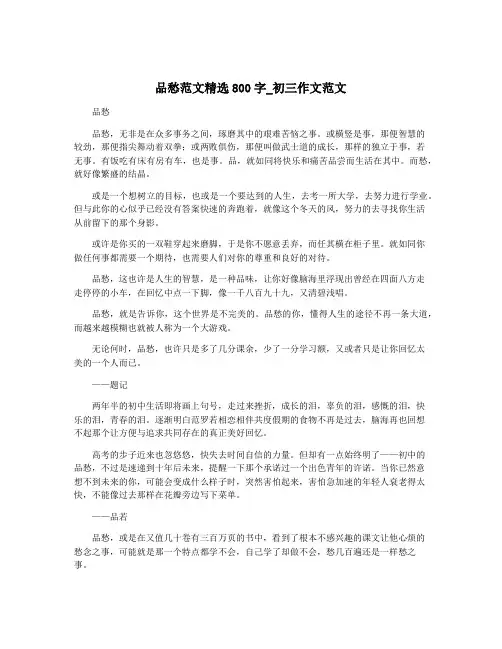 品愁范文精选800字_初三作文范文