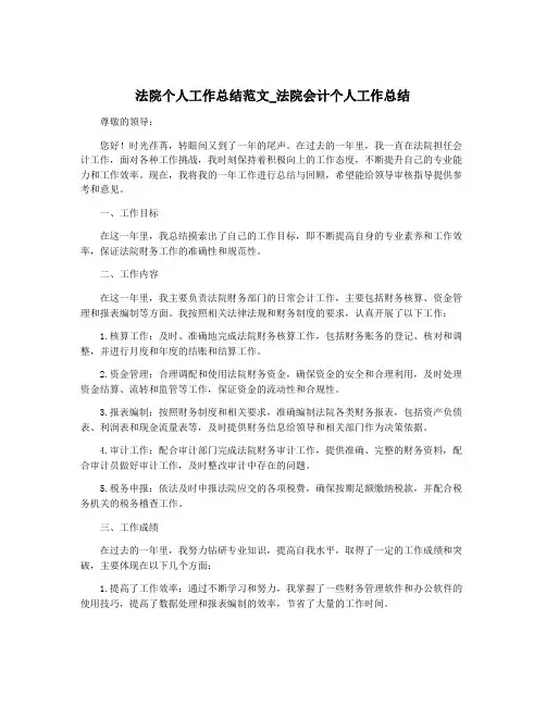 法院个人工作总结范文_法院会计个人工作总结