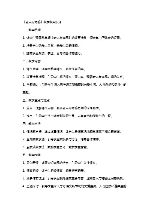 老人与海鸥教学教案设计