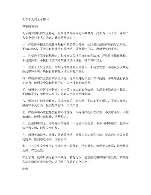 士官个人安全承诺书