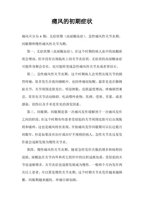 痛风的初期症状