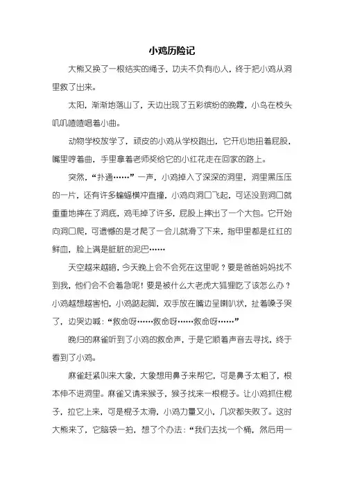 五年级作文：小鸡历险记作文700字