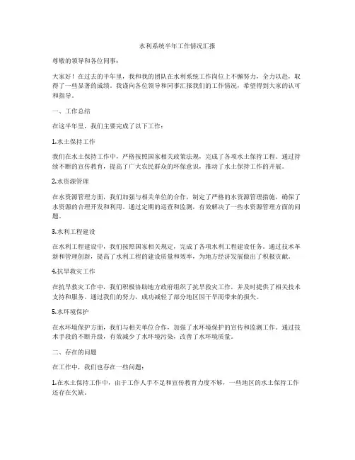 水利系统半年工作情况汇报