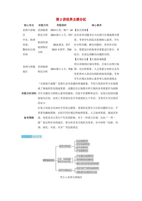 备考2025届高考地理一轮复习讲义第五部分区域地理第一章世界地理第2讲世界主要分区考点1亚洲大部地区