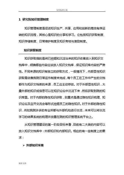 研究院知识管理规章制度最新