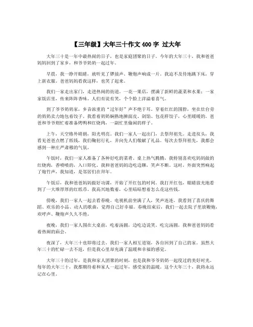 【三年级】大年三十作文400字 过大年