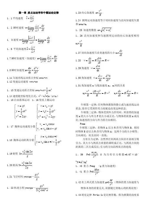 大学物理公式大全(大学物理所有的公式应有尽有)【范本模板】