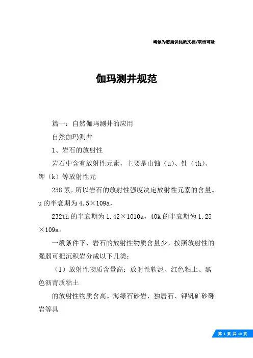 伽玛测井规范