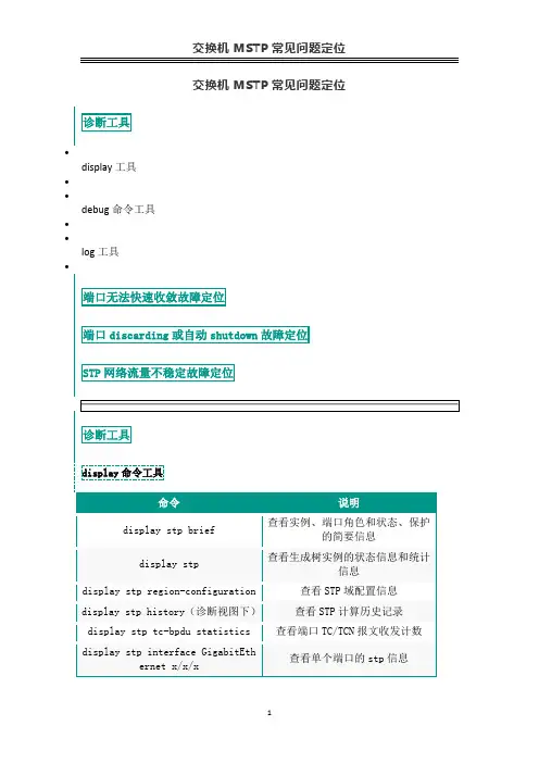 交换机MSTP常见问题定位
