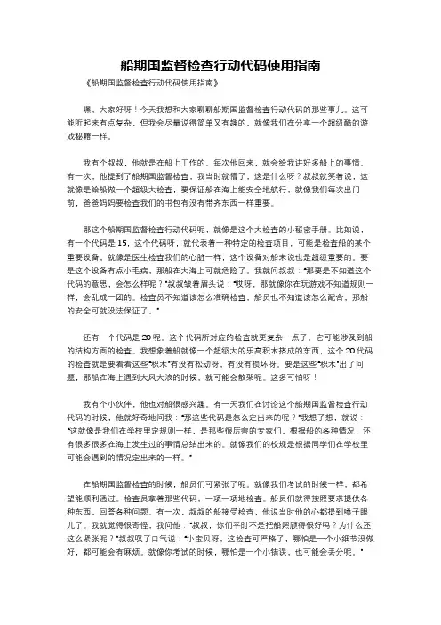 船期国监督检查行动代码使用指南