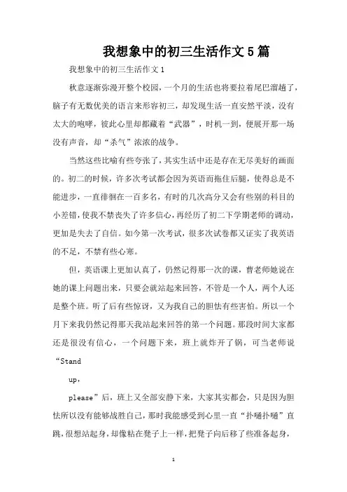 我想象中的初三生活作文5篇（精编版）