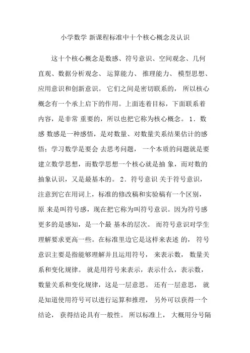 小学数学新课标十个核心词