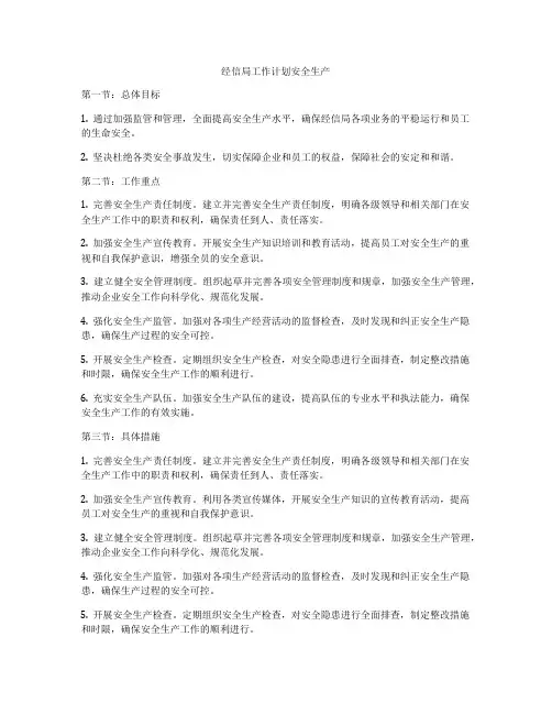 经信局工作计划安全生产
