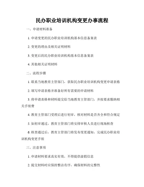 民办职业培训机构变更办事流程