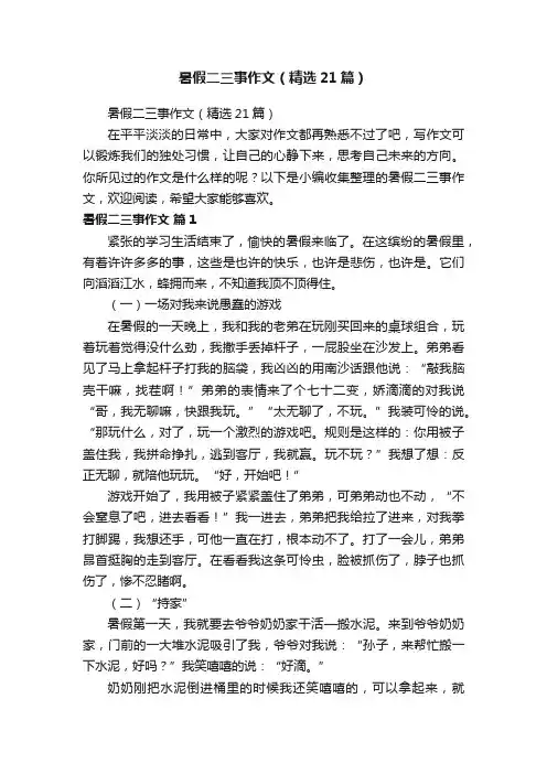 暑假二三事作文（精选21篇）