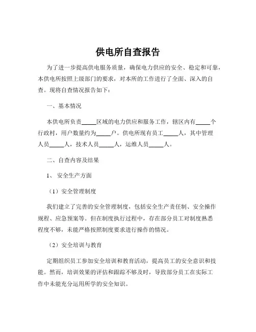 供电所自查报告
