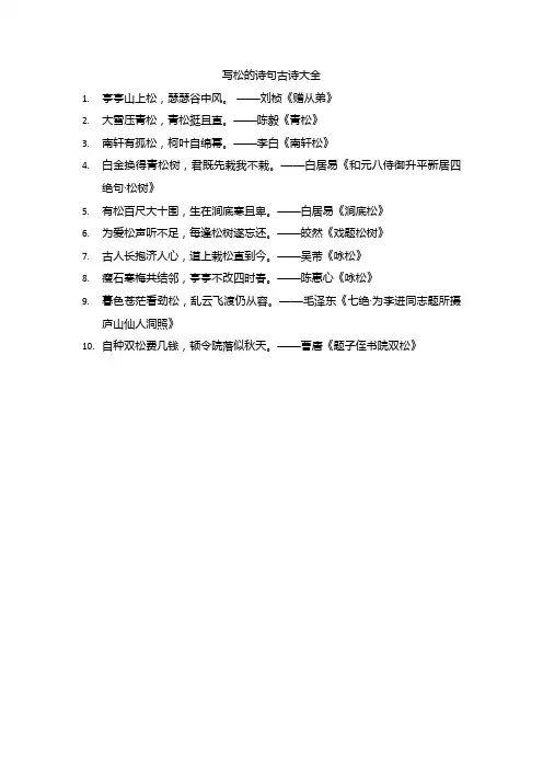 写松的诗句古诗大全