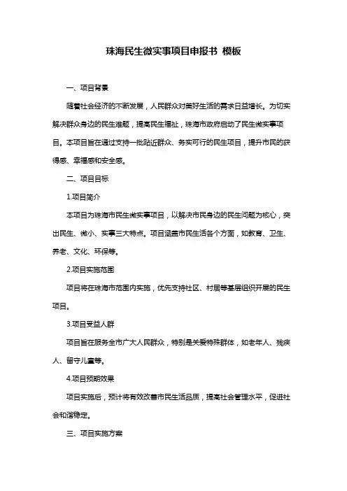 珠海民生微实事项目申报书 模板