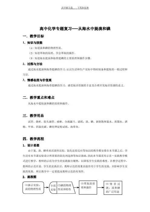 高中化学专题复习从海水中提溴和碘
