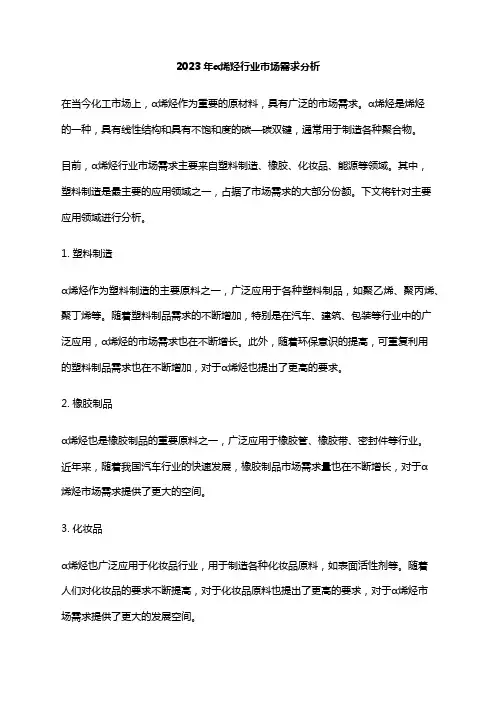 2023年α烯烃行业市场需求分析