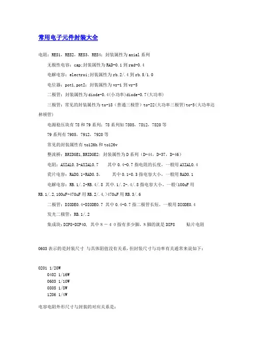 常用电子元件封装大全