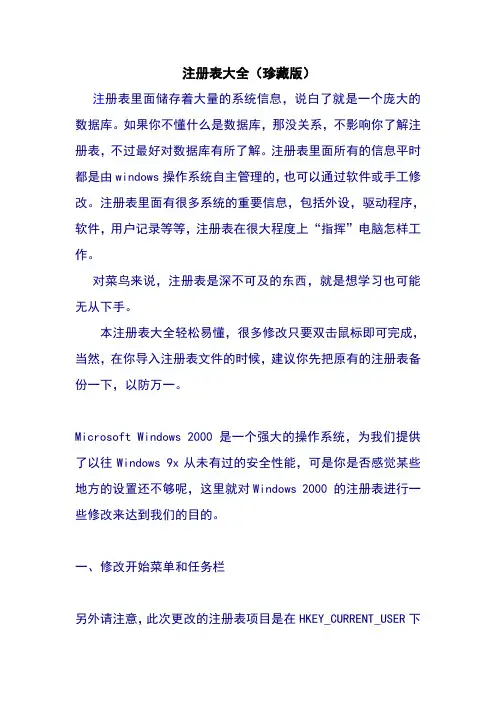注册表大全