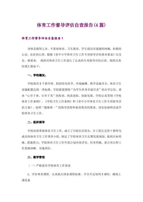 体育工作督导评估自查报告(4篇)