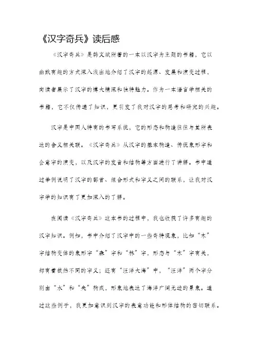 汉字奇兵读后感