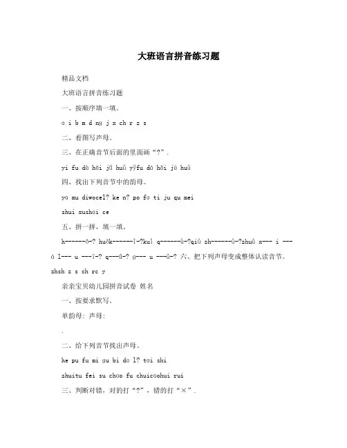 大班语言拼音练习题