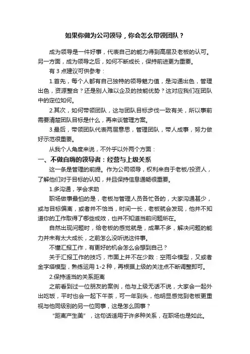 如果你做为公司领导，你会怎么带领团队？