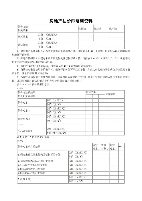 房地产估价师培训资料