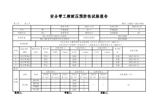 安全带静荷拉力预防性试验报告